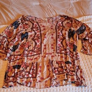 Blu Pepper Floral Bohemian Blouse - Multicolor 3x